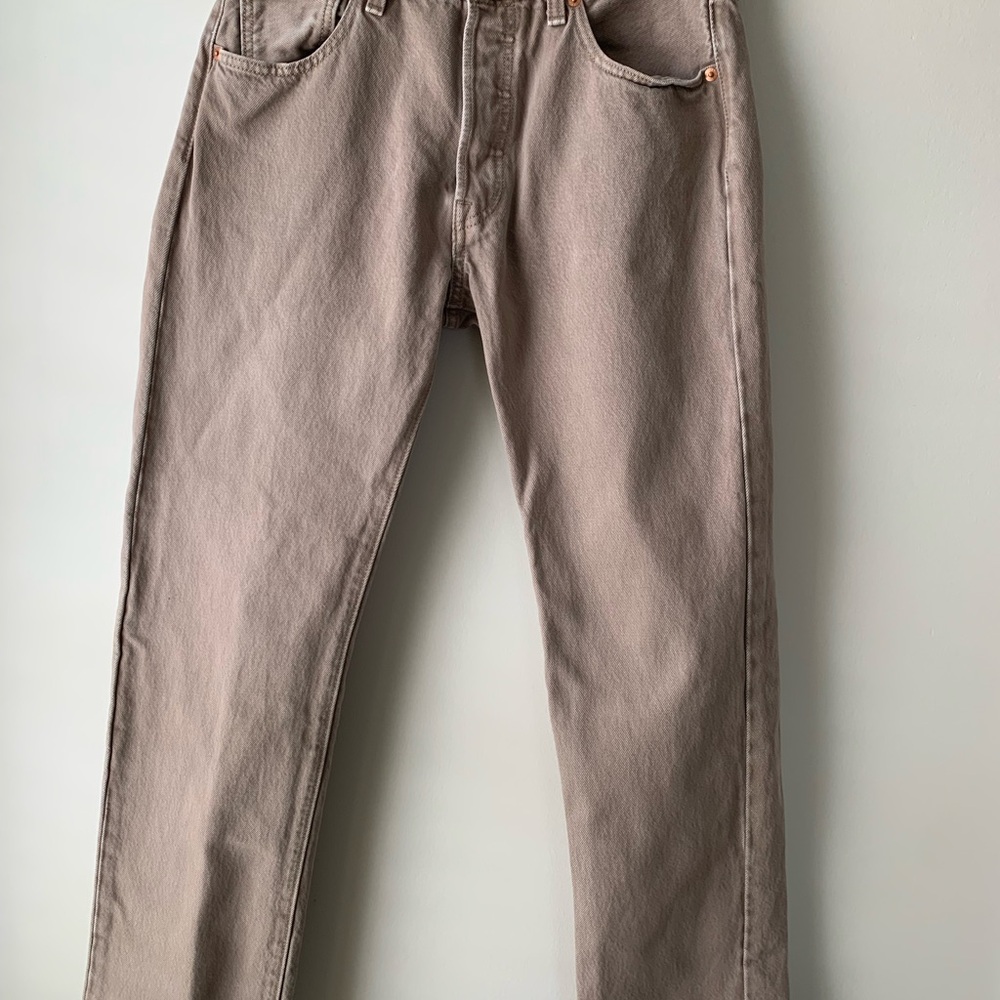 New wot MENS Levi's Straight-Leg Jeans in Taupe 30x30 button up